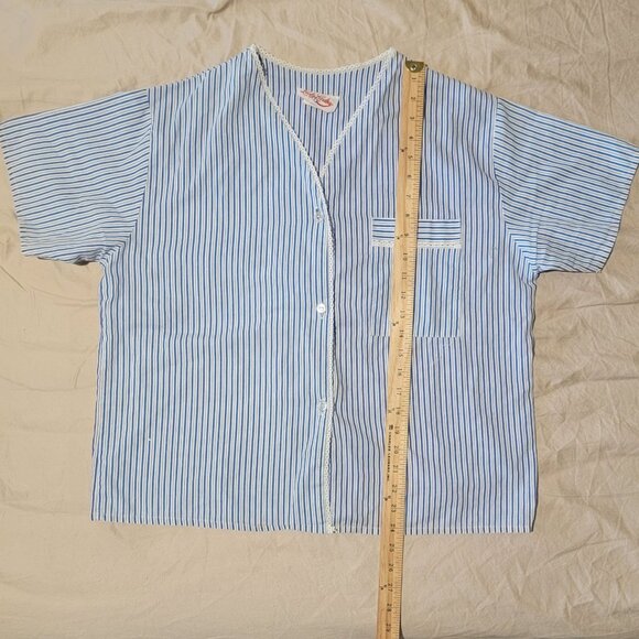 Vtg Lady Lindsay Pajama Set Women's Large Lounge Pinstriped Short Sleeve Shorts - Picture 9 of 9